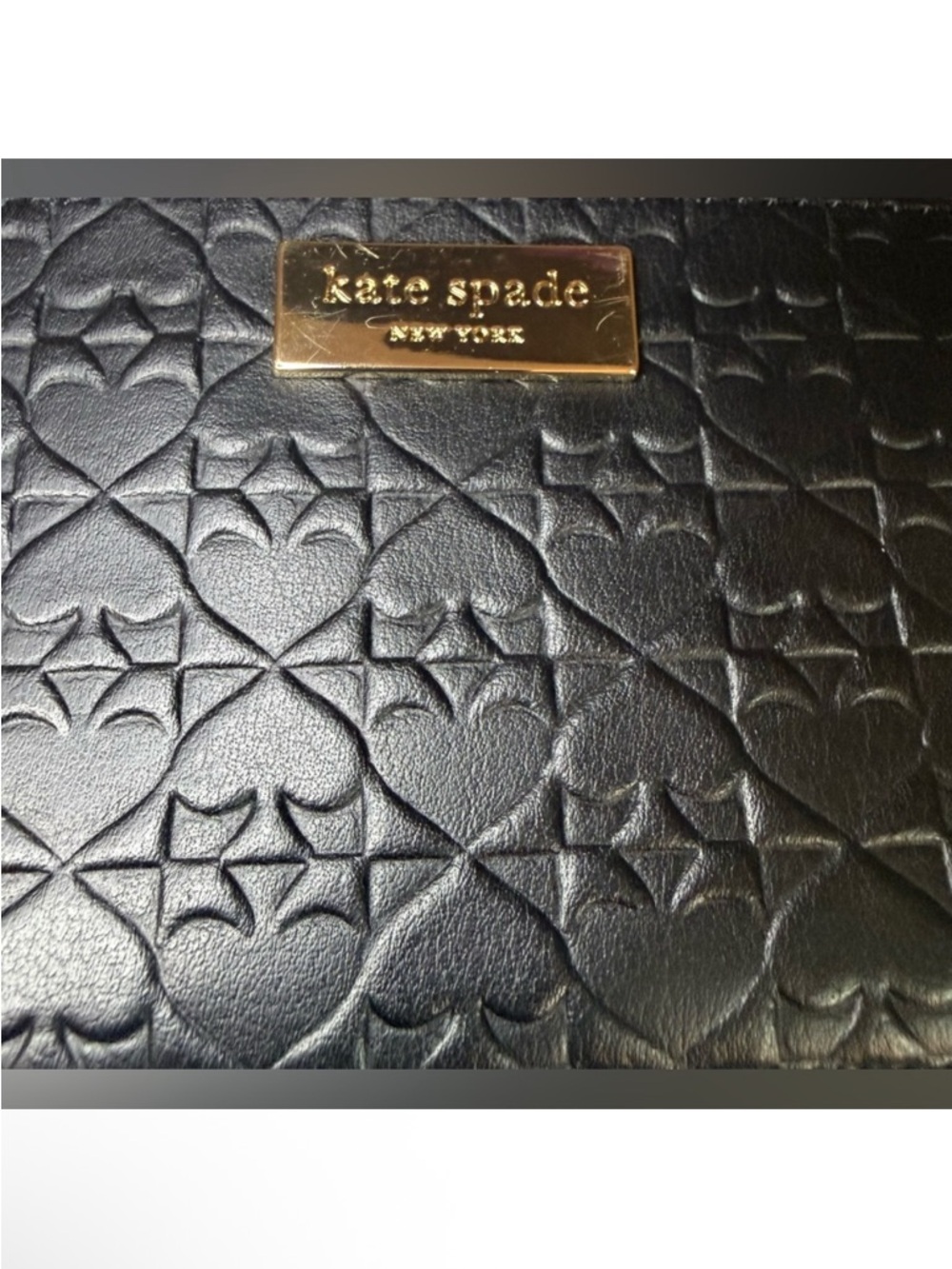 kate spade Black Quilted Card Holder with Gold Logo Plate - Picture 4 of 6